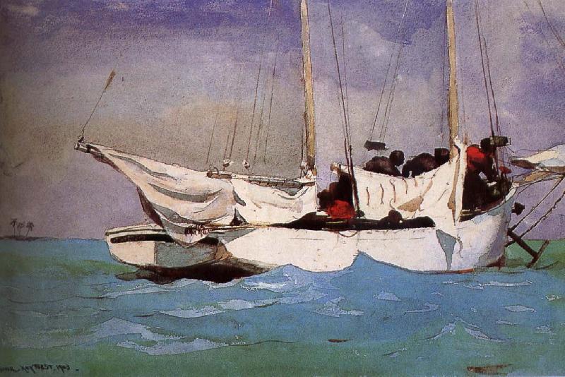 Winslow Homer Anchor ready to berthing oil painting picture